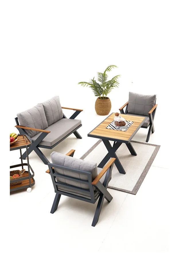 Skyline Alüminyum Bahçe Oturma Grubu (2+1+1+M)